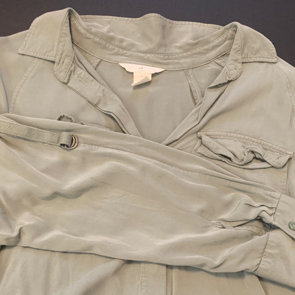 LAST CALL: H&M Sage Green Belted Shirt Dress